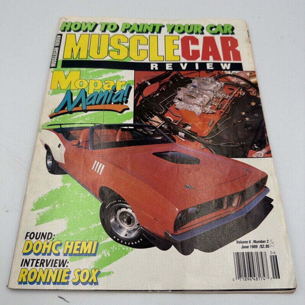 MUSCLE CAR REVIEW MAGAZINE JUNE 1989 RONNIE COX 1971 HEMI CUDA CONVERTIBLE. GUC.